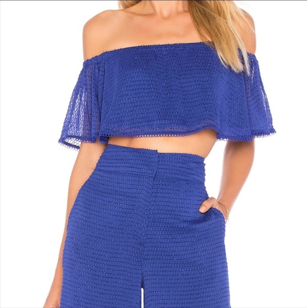 House of Harlow×Revolve Bree cobalt blue crop top